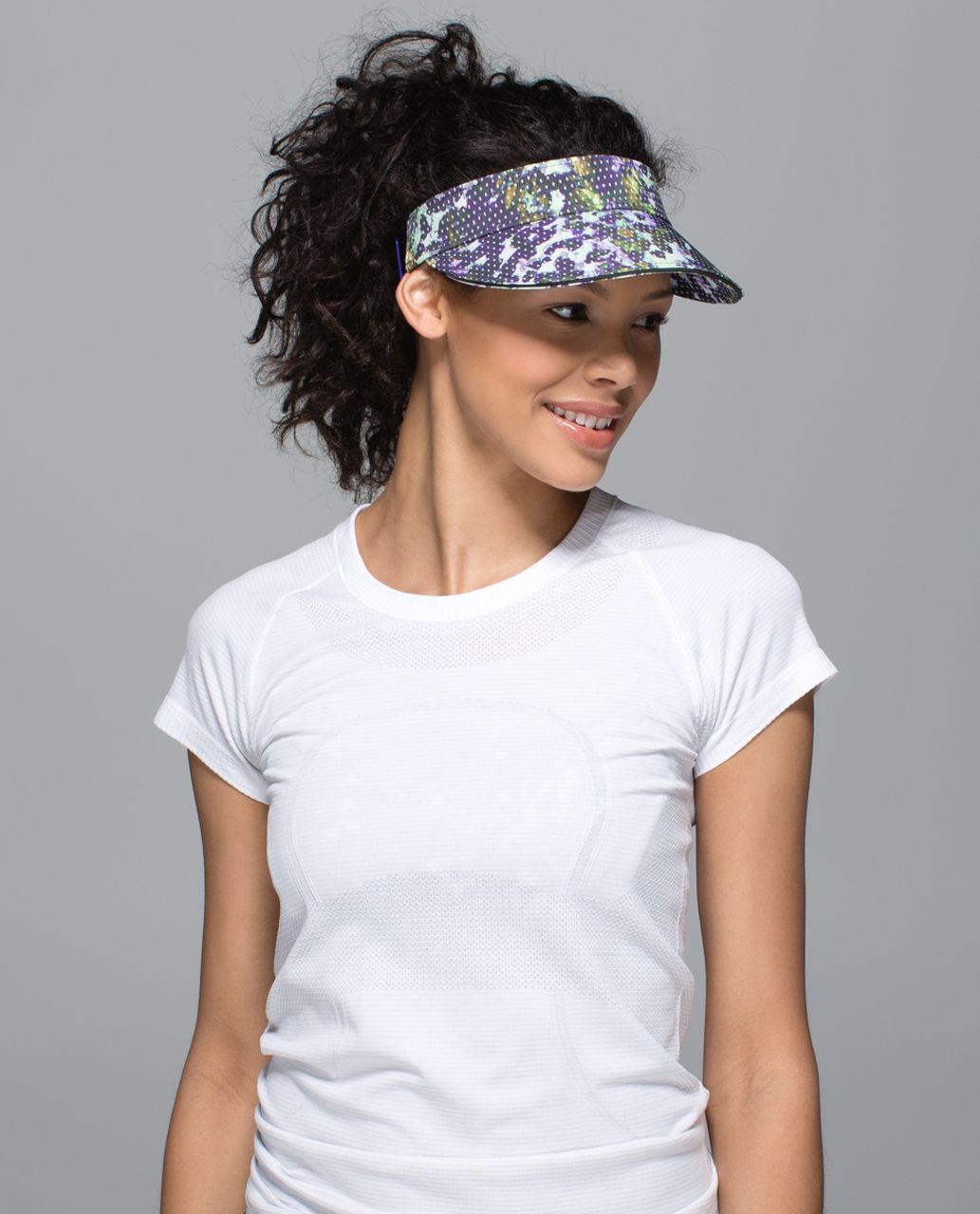 Lululemon Fast Paced Run Visor - Floral Sport White Multi / Black