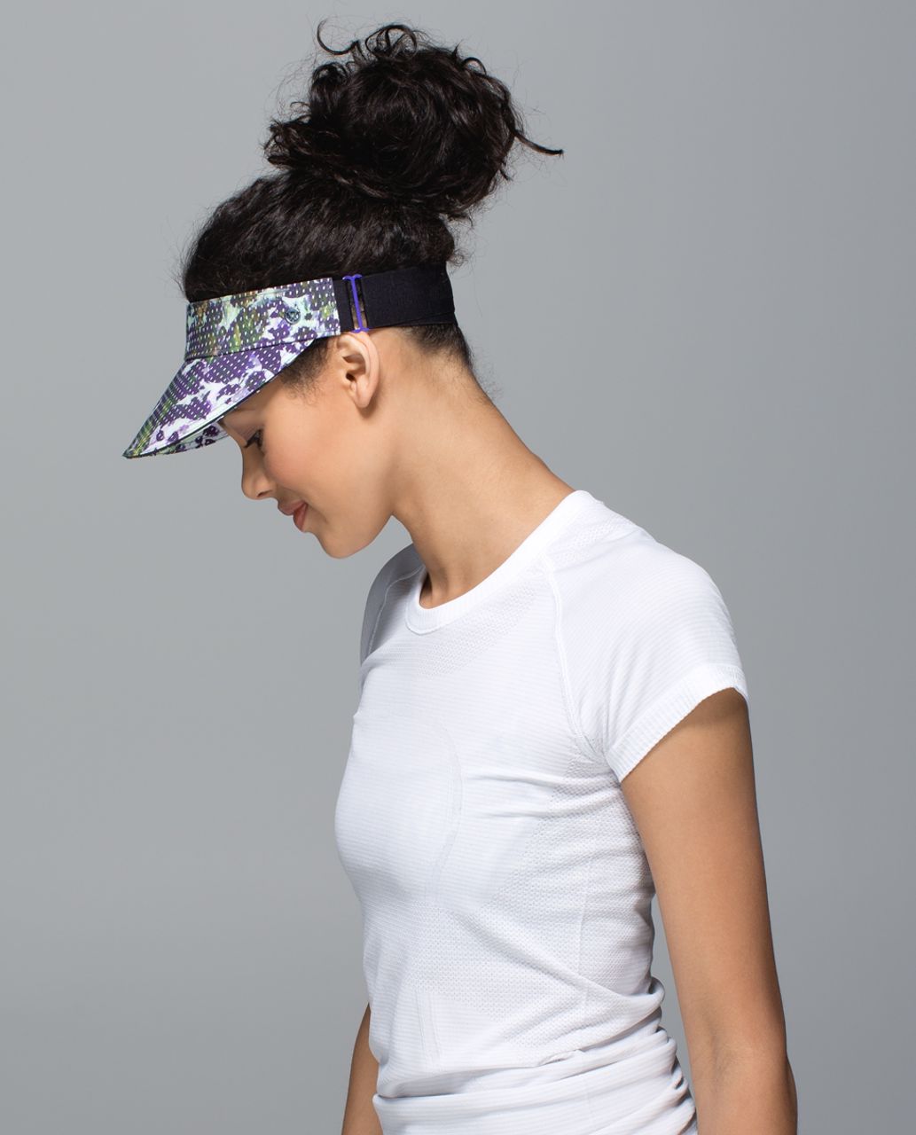 Lululemon Fast Paced Run Visor - Floral Sport White Multi / Black