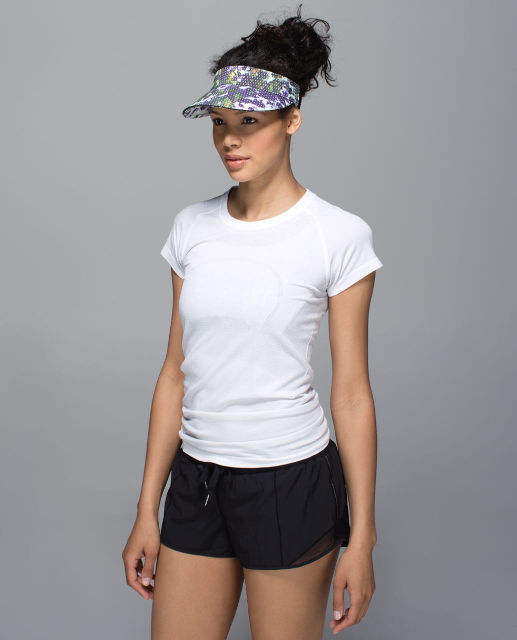 Lululemon Fast Paced Run Visor - Floral Sport White Multi / Black