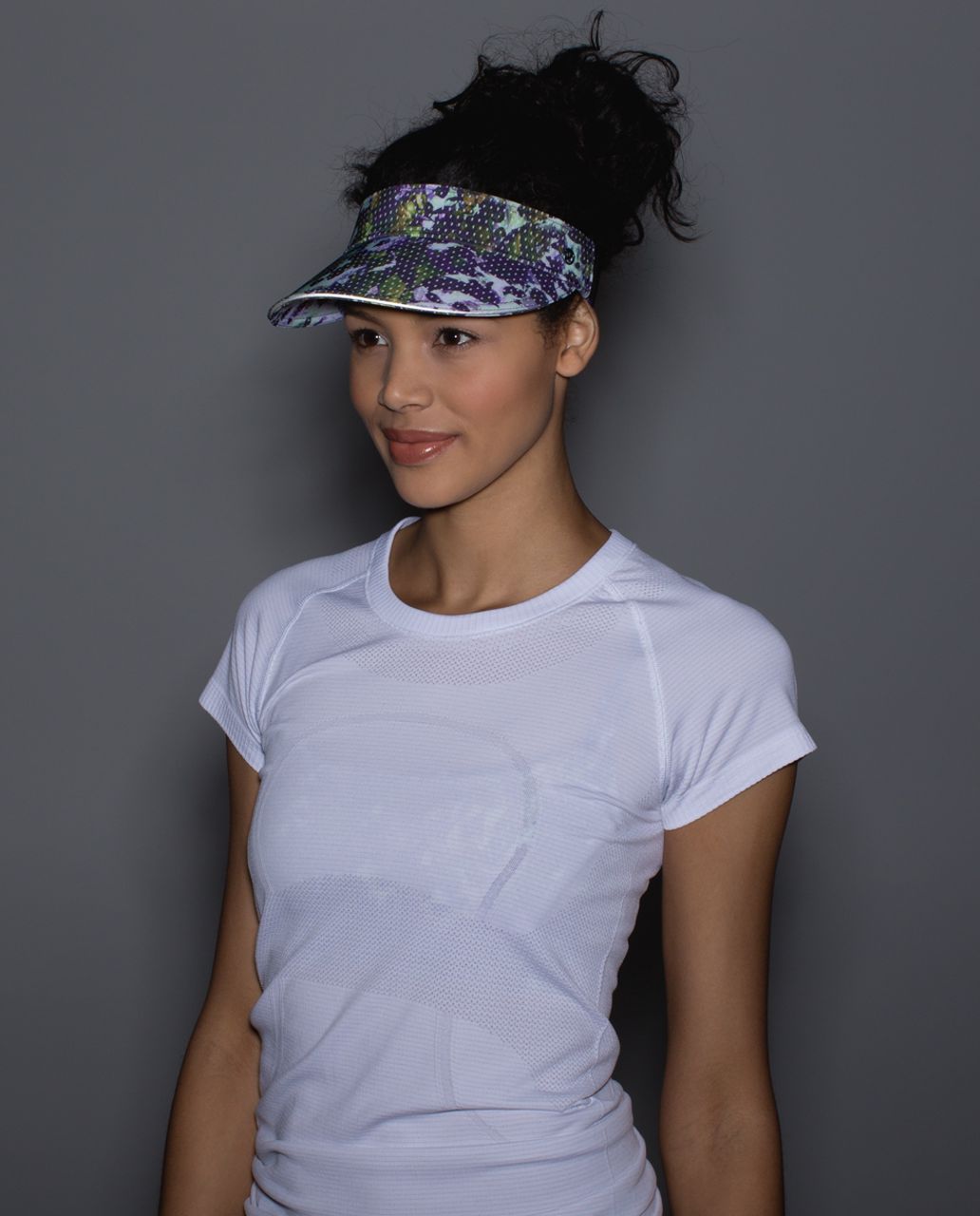 Lululemon Fast Paced Run Visor - Floral Sport White Multi / Black