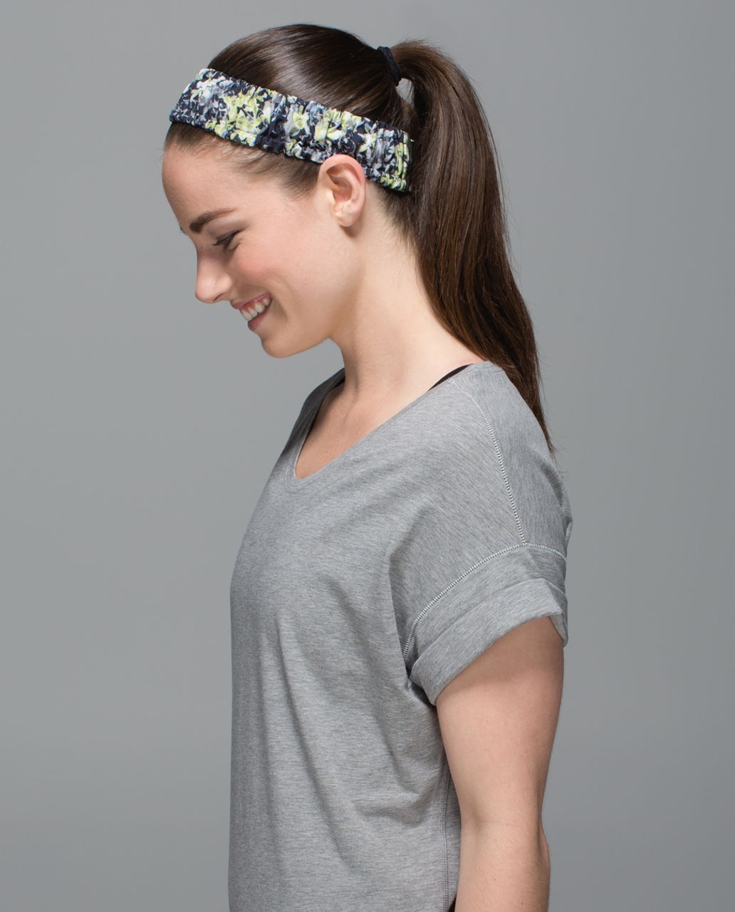 Lululemon Scrunch Or Not Headband - Crosscourt Petal Black Clarity Yellow