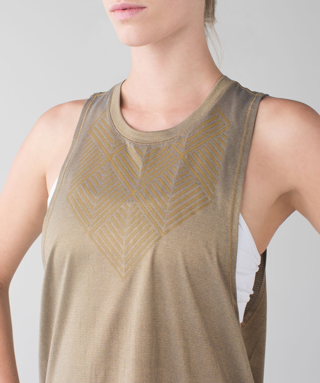 Lululemon Cardio Squad Tank - Heathered Slate / Gold