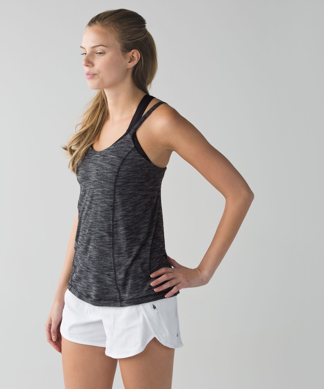 Lululemon Run For Gold Tank - Heathered Black / Iris Flower - lulu