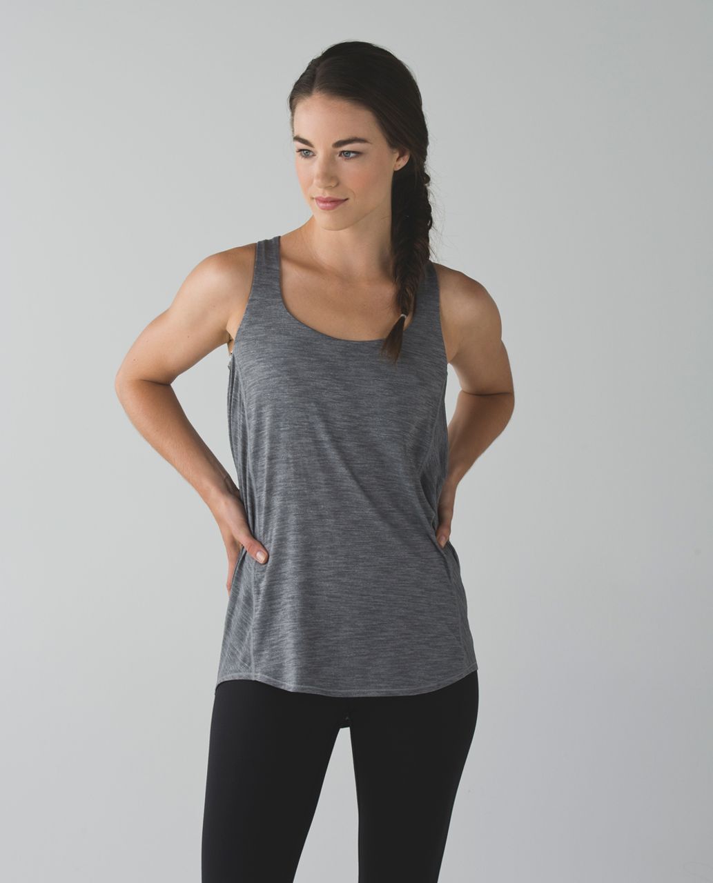 Lululemon Wild Tank - Heathered Slate / Crosscourt Petal Black Clarity Yellow / Clarity Yellow