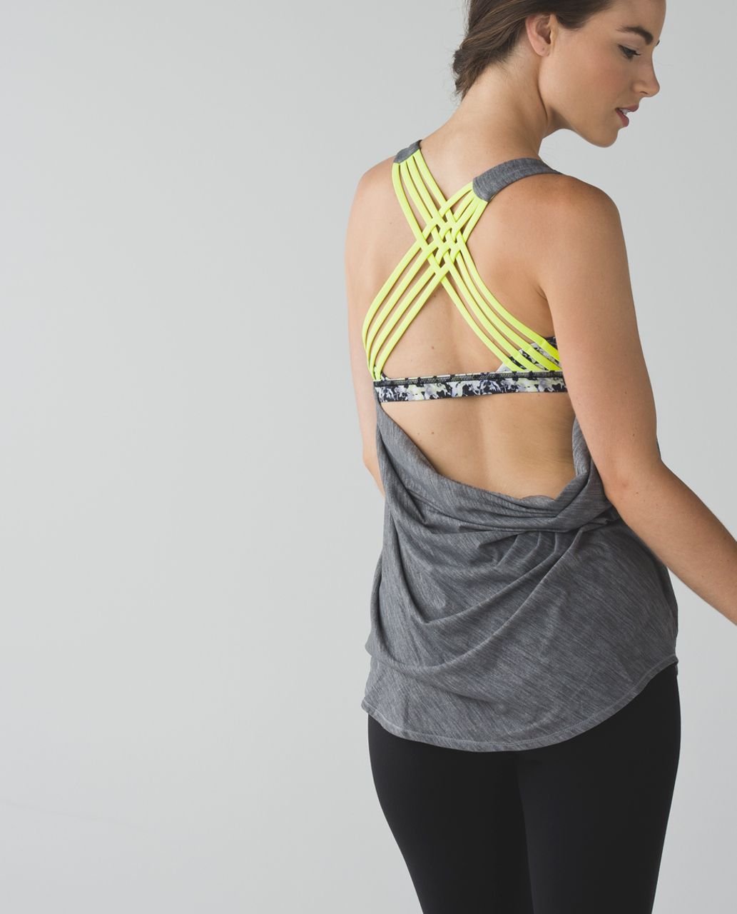 Lululemon Wild Tank - Heathered Slate / Crosscourt Petal Black Clarity Yellow / Clarity Yellow