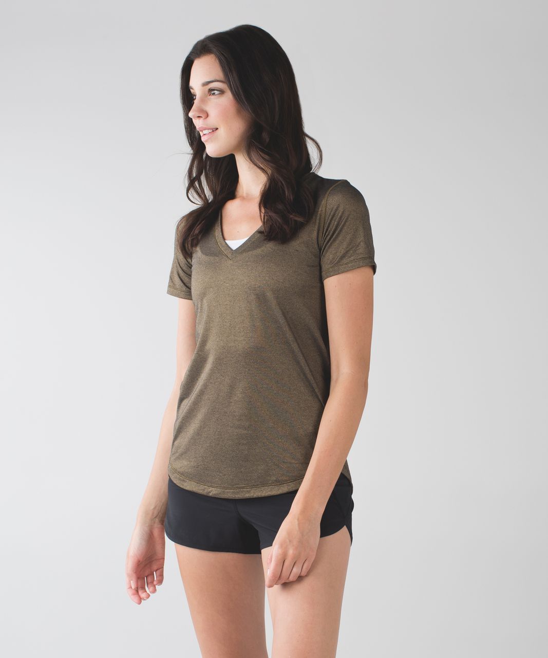 Lululemon What The Sport Tee - Heathered Black / Gold