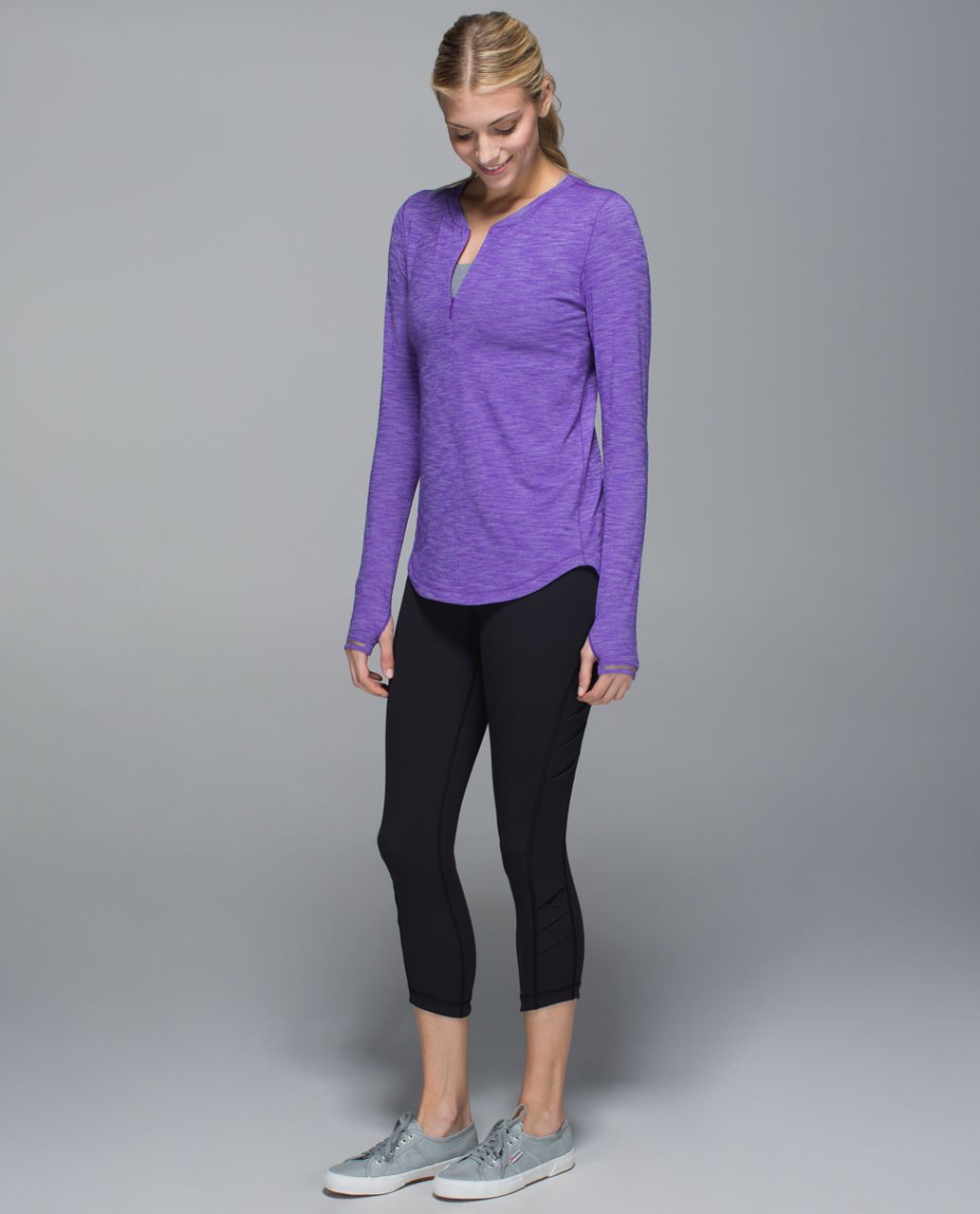 Lululemon Hot Times Long Sleeve - Heathered Iris Flower