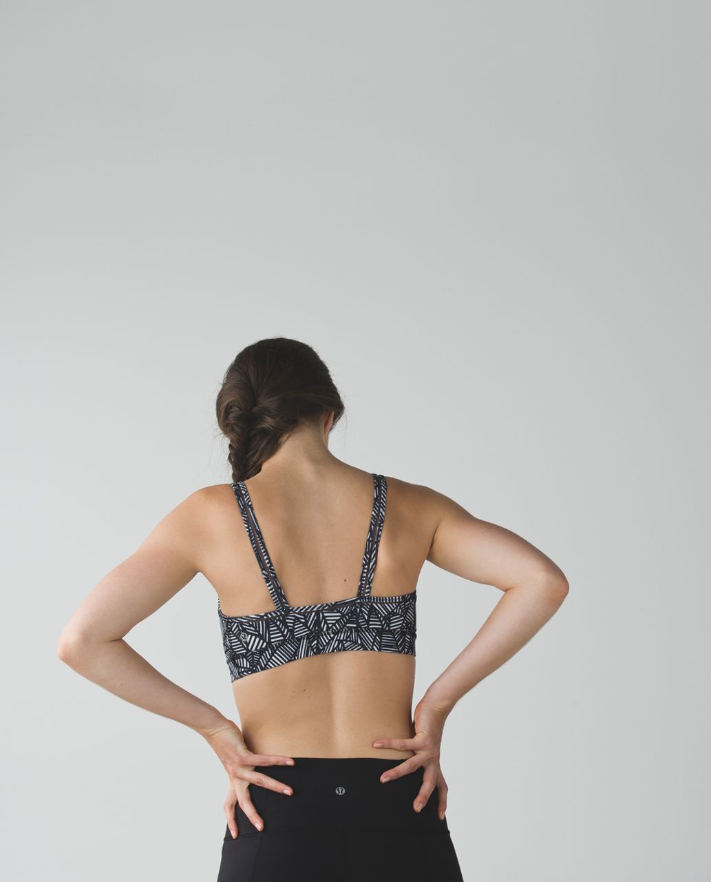 Lululemon Straight Up Bra Sports Black White Banana Leaf Women's