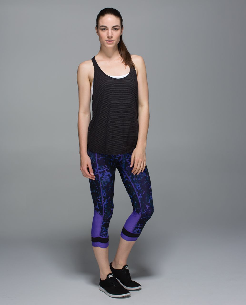 Lululemon Sweaty Or Not Crop *Full-On Luxtreme - Floral Sport Backdrop Iris Flower Multi / Iris Flower