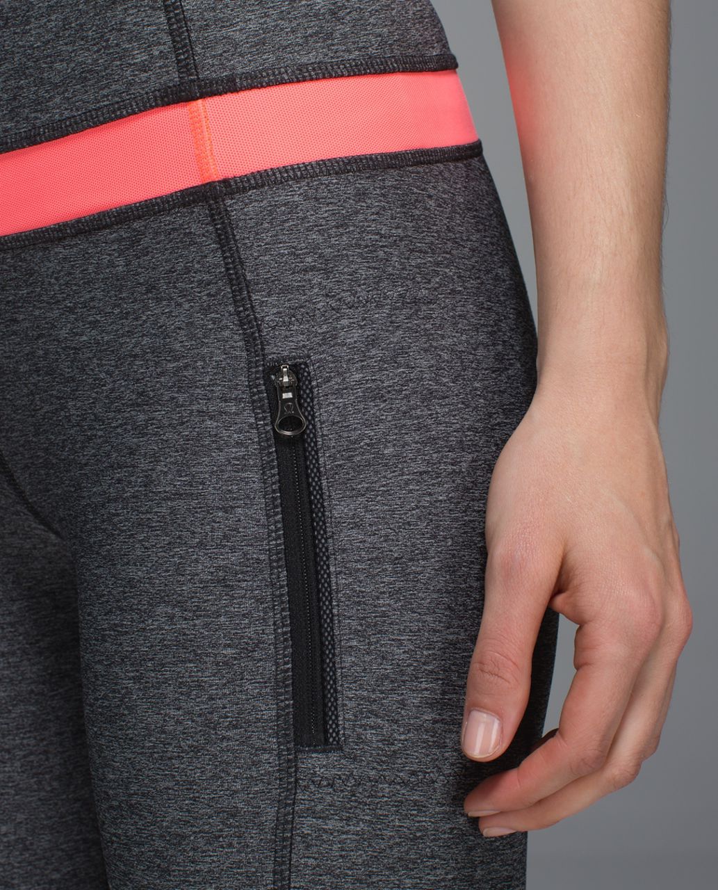 Lululemon Inspire Tight II (Mesh) - Heathered Black / Grapefruit