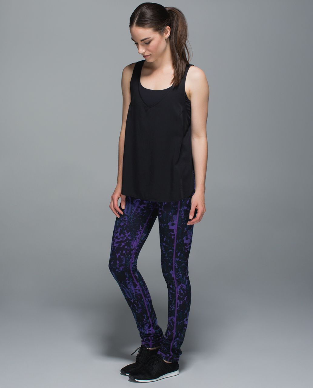 Lululemon Skinny Groove Pant II *Full-On Luon (Roll Down) - Floral Sport Backdrop Iris Flower Multi