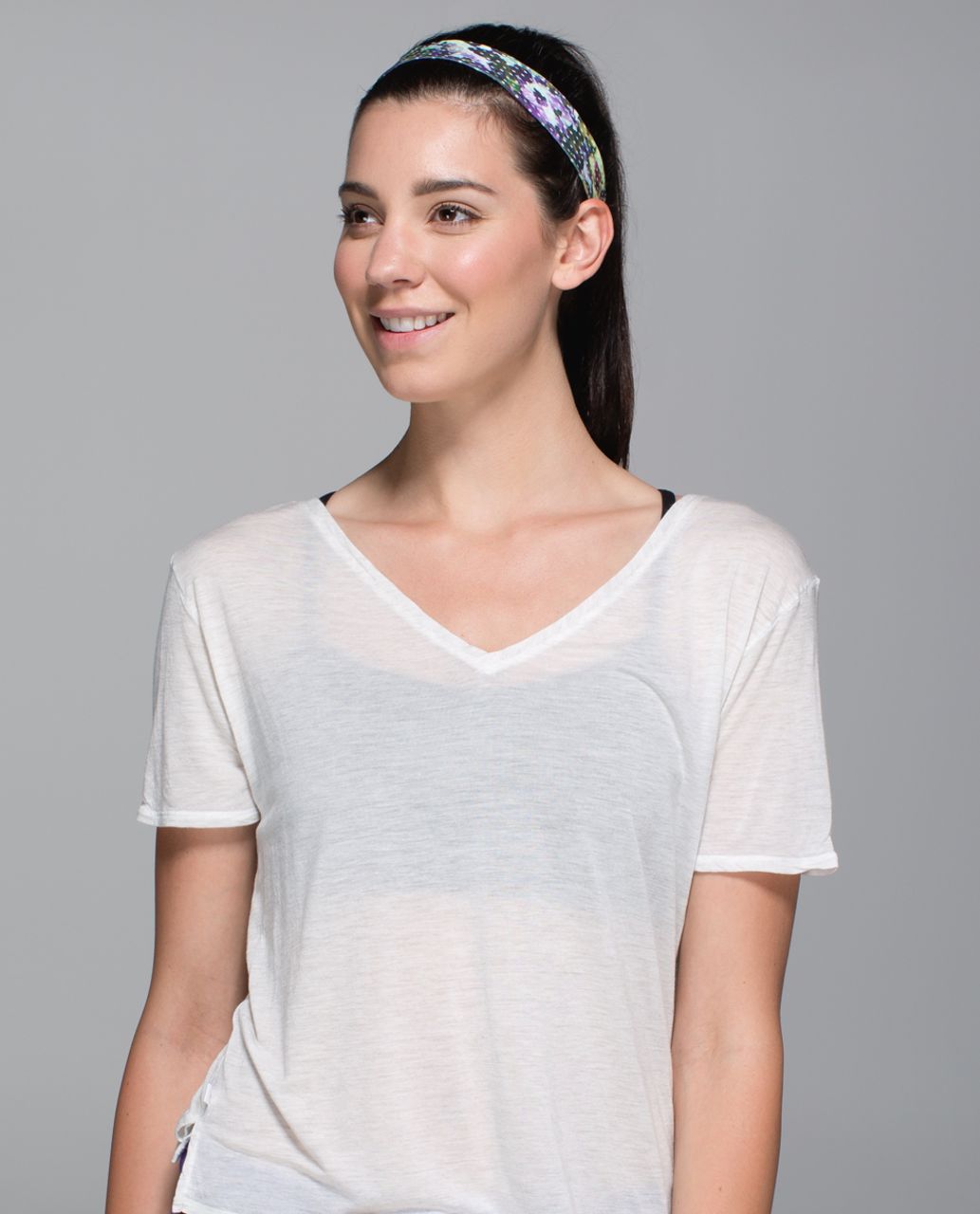 Lululemon Skinny Fly Away Tamer Headband - Floral Sport White Multi