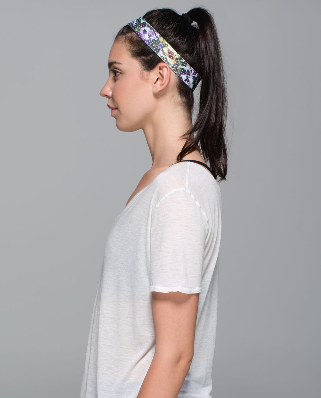 Lululemon Skinny Fly Away Tamer Headband - Floral Sport White Multi