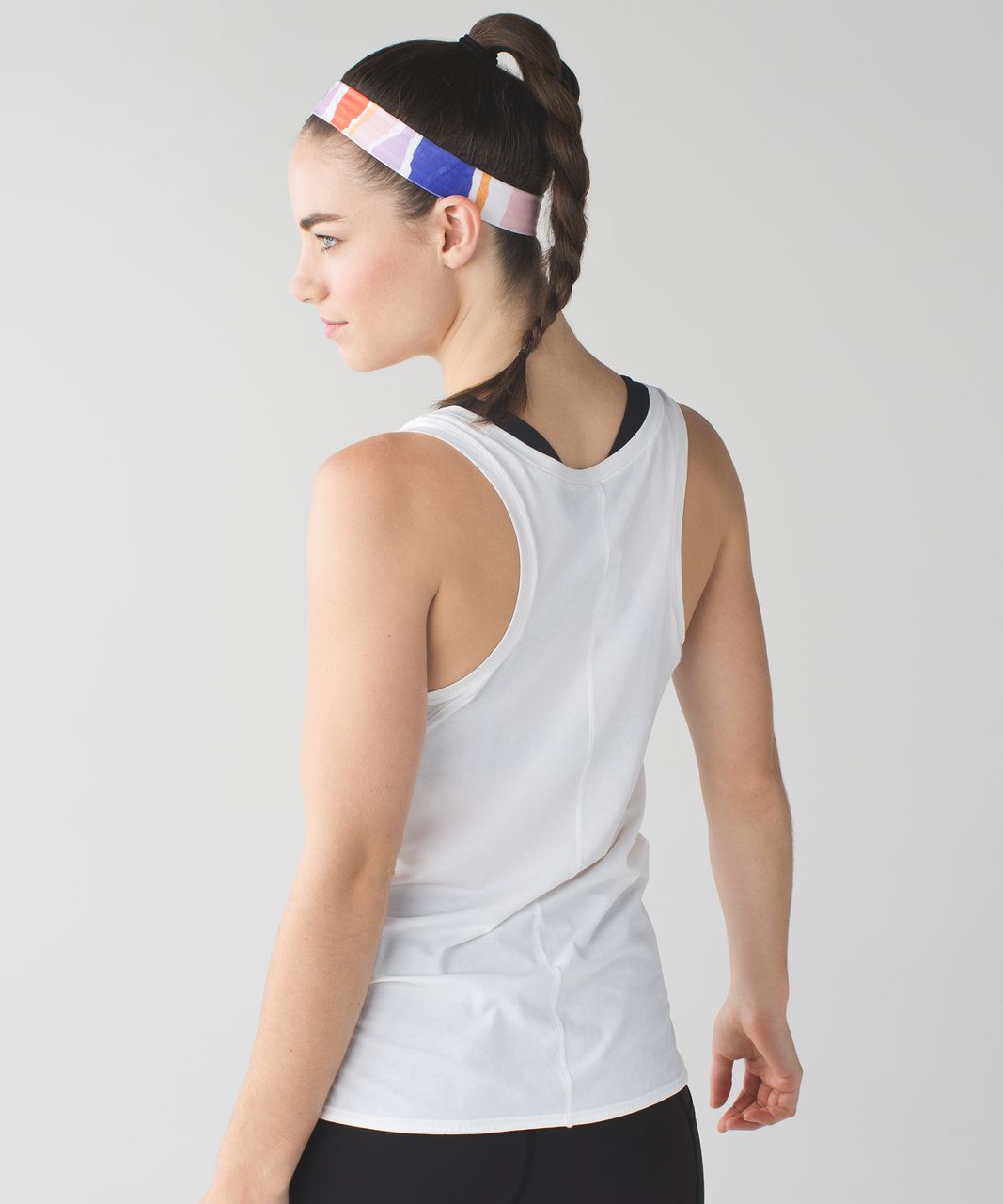 Lululemon Skinny Fly Away Tamer Headband - Bleacher Stripe White Iris Flower