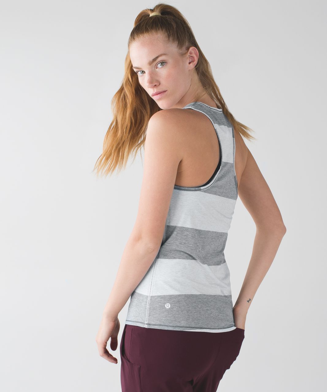 Lululemon Superb Tank - Bold Stripe Heathered Medium Grey Heathered Angel White