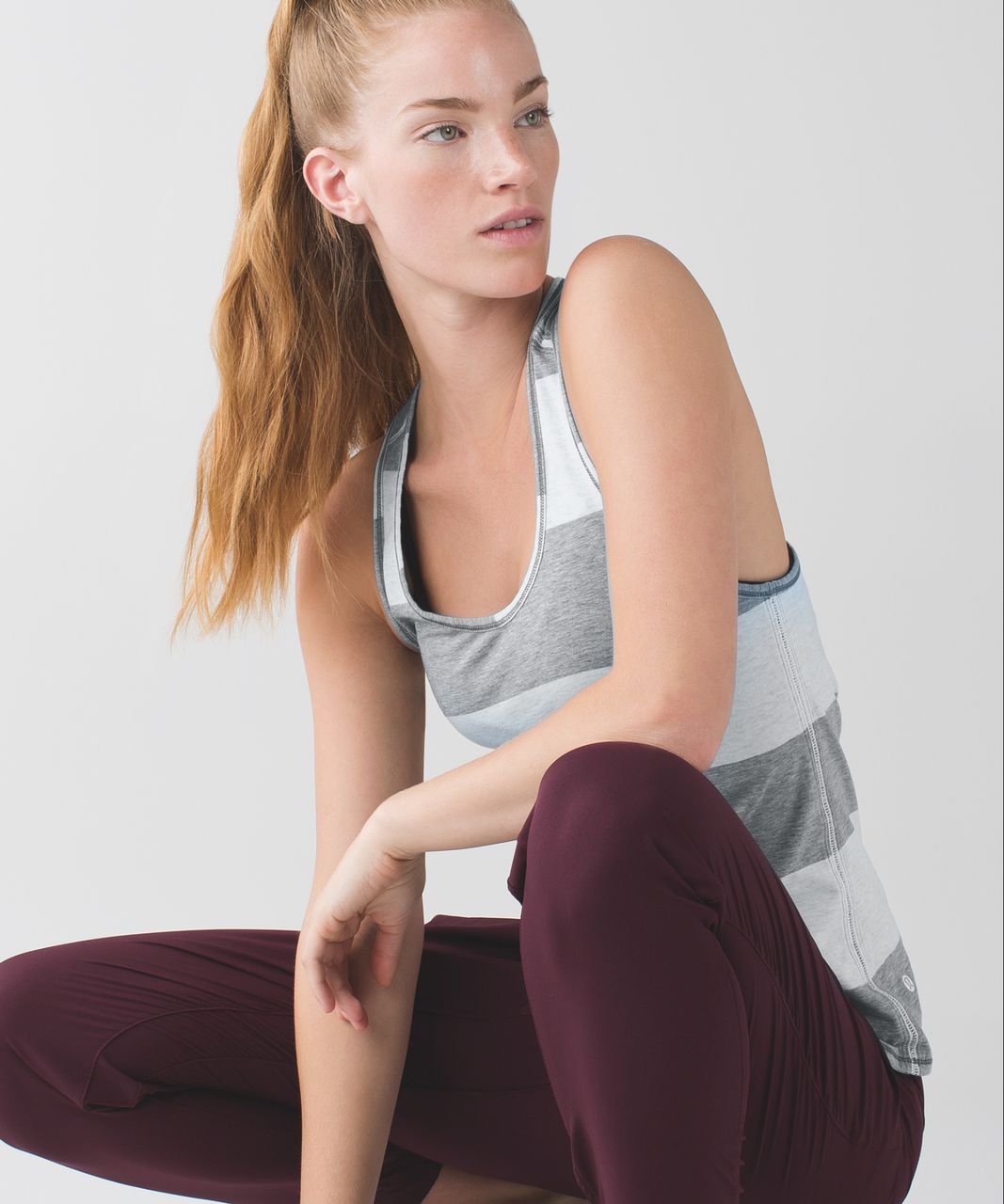 Lululemon Superb Tank - Bold Stripe Heathered Medium Grey Heathered Angel White