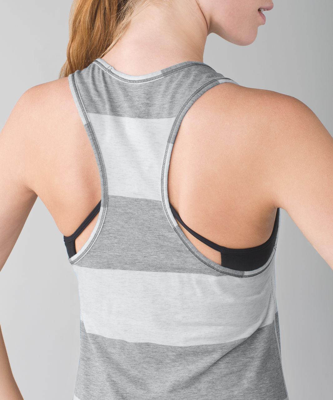 Lululemon Superb Tank - Bold Stripe Heathered Medium Grey Heathered Angel White