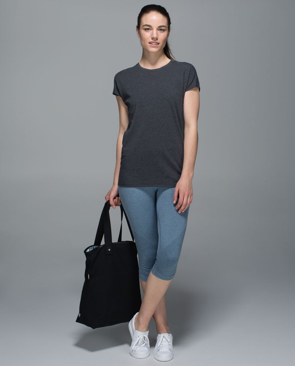 Lululemon In The Flow Crop II - Heathered Blue Denim