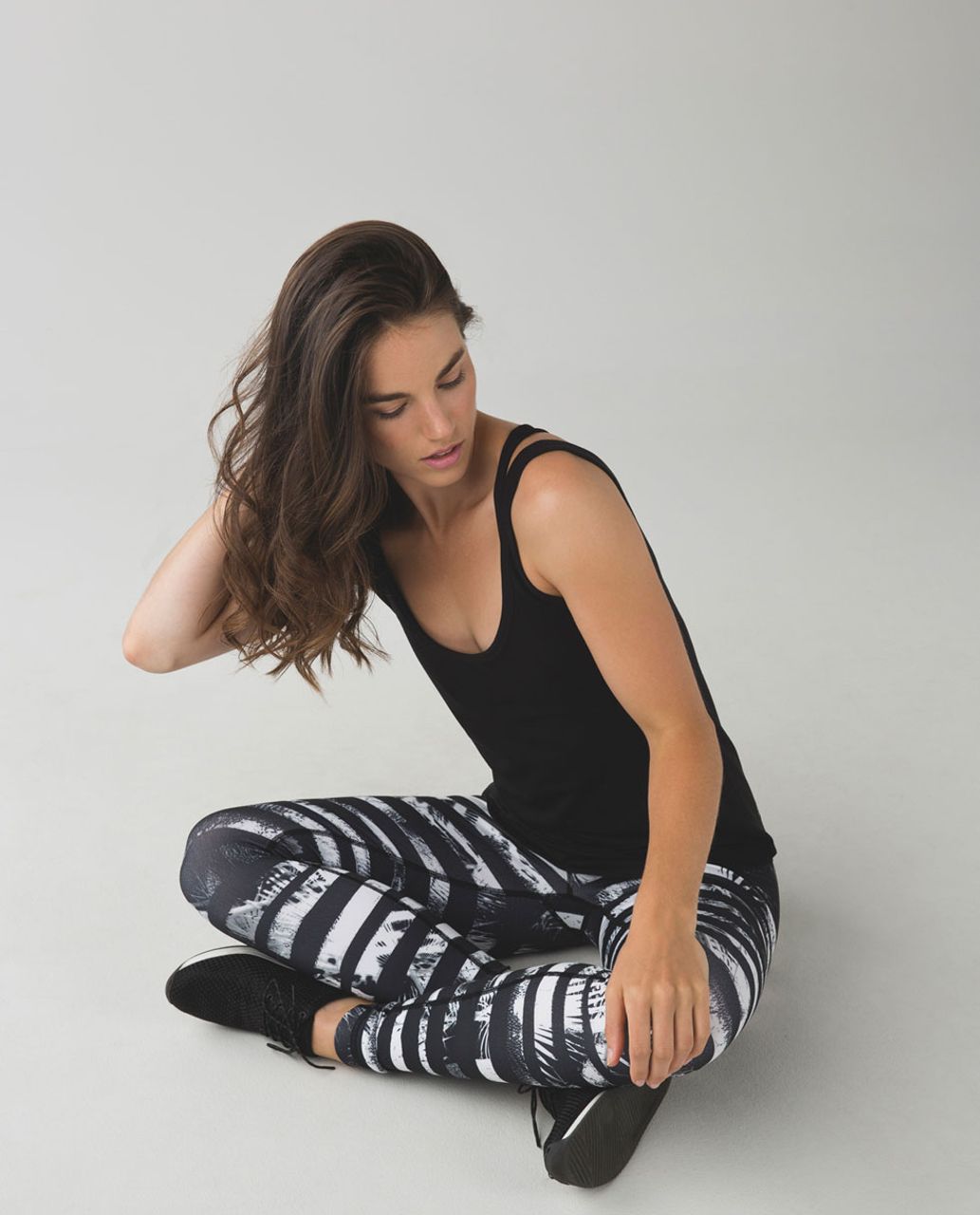 Lululemon Wunder Under Crop II (Roll Down) - Gingham Luon White Black - lulu  fanatics