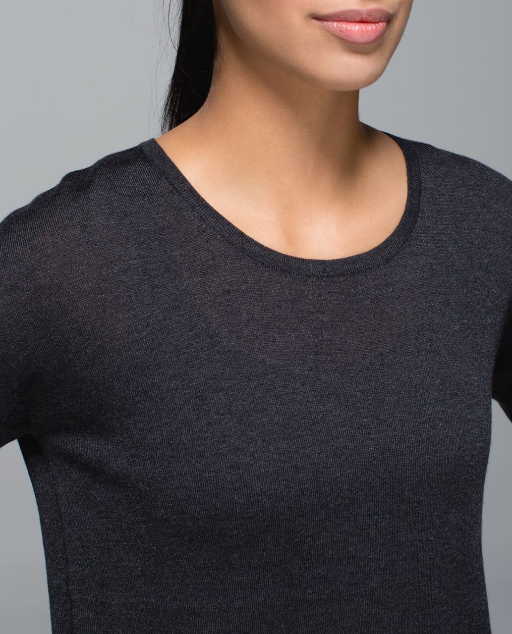 Lululemon Daya Knit Tee - Heathered Black - lulu fanatics