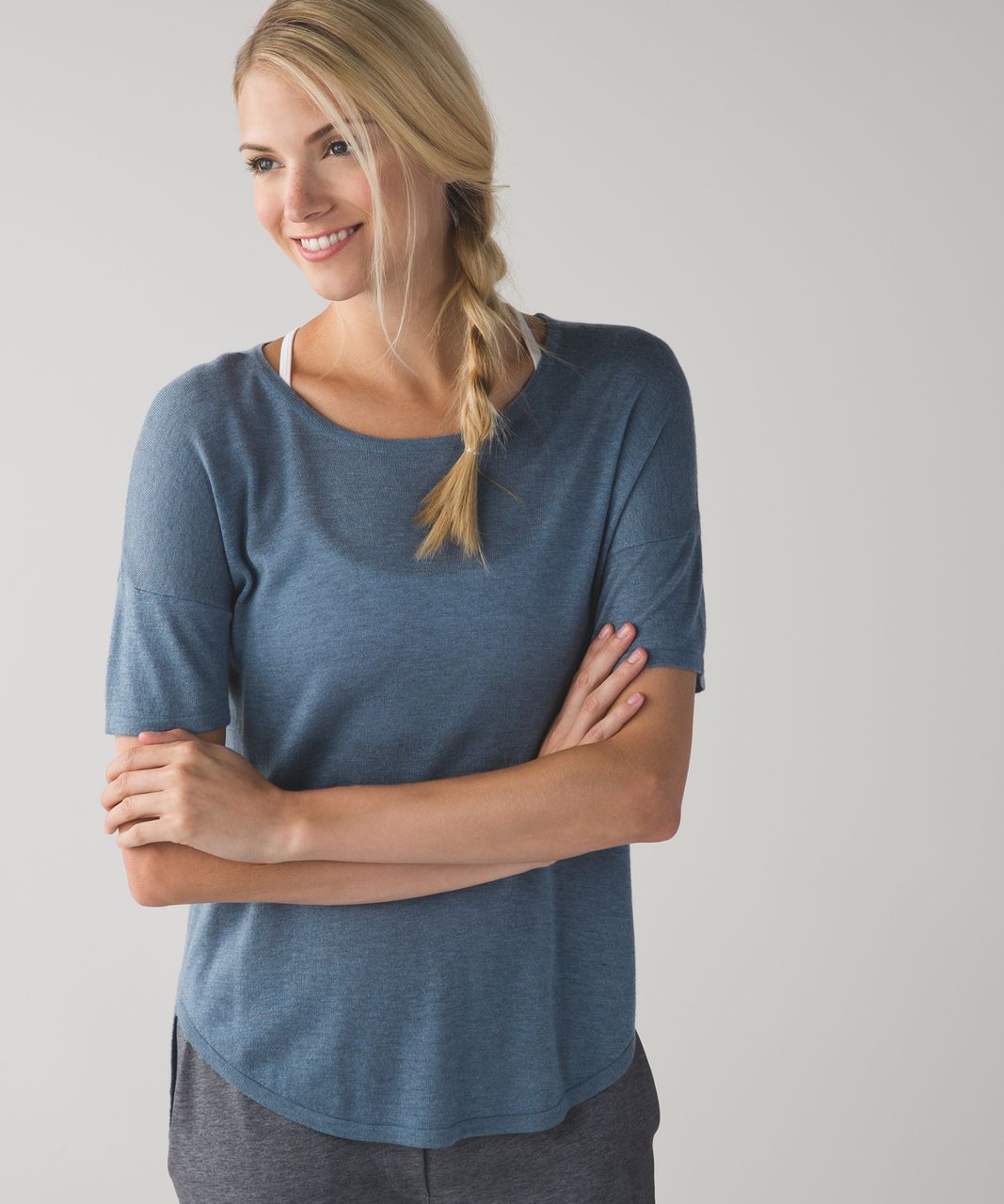 Lululemon Daya Knit Tee - Heathered Blue Denim