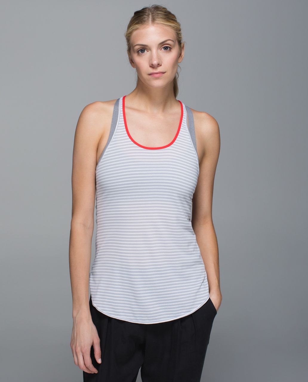 Lululemon What The Sport Singlet - Silver Stripe Silver Fox White / Alarming