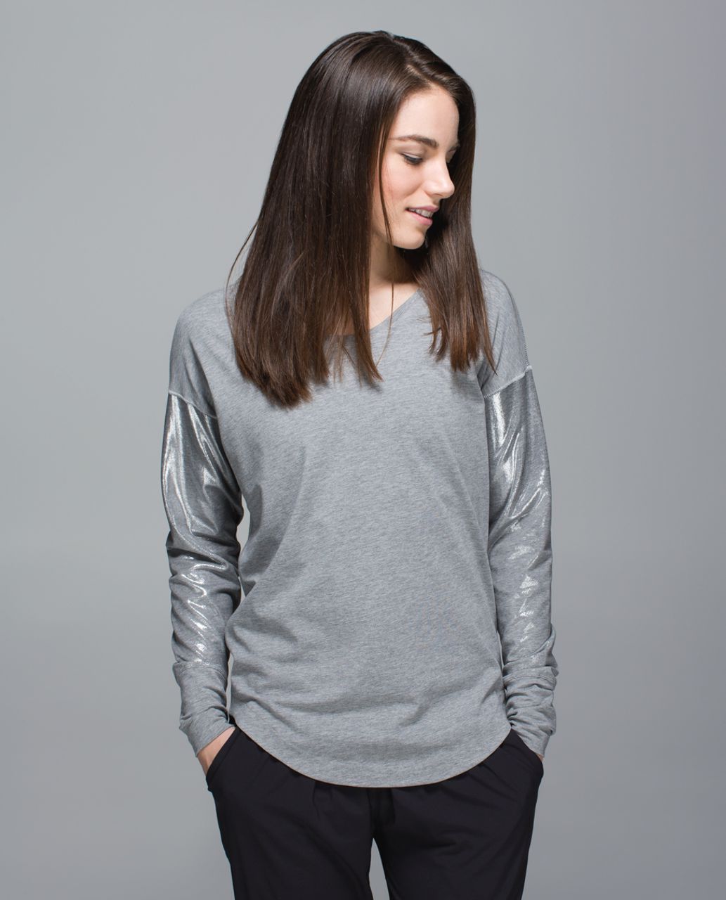 Lululemon Weekend Long Sleeve - Heathered Medium Grey / Silver Spoon