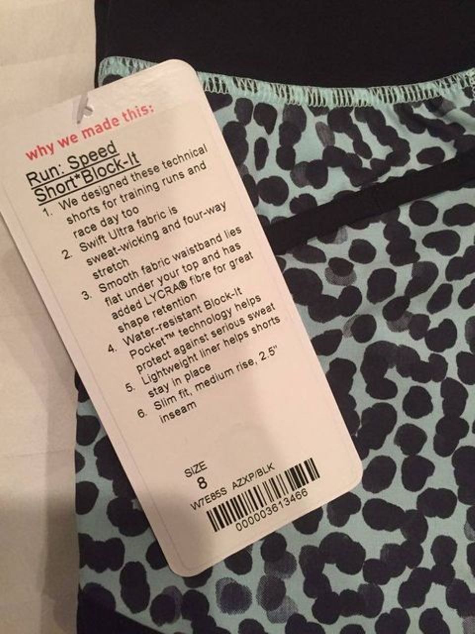 LULULEMON PACE RIVAL CROP 6 ACE SPOT LULLABY BLACK EEUC MESH thigh