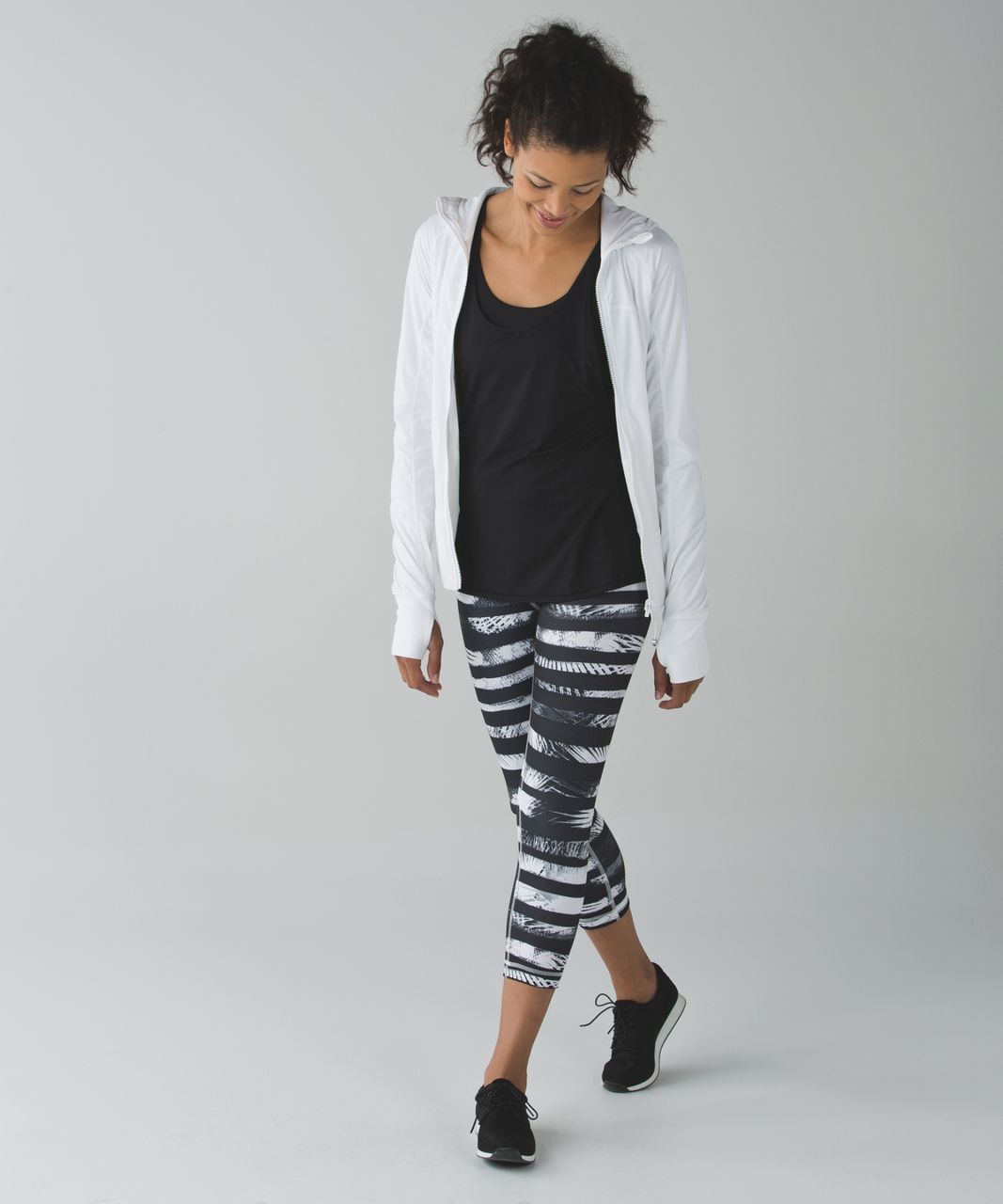 Lululemon Wunder Under Crop II *Full-On Luon - Shady Palms Black White / Banana Leaf White Black / Gingham Luon White Black