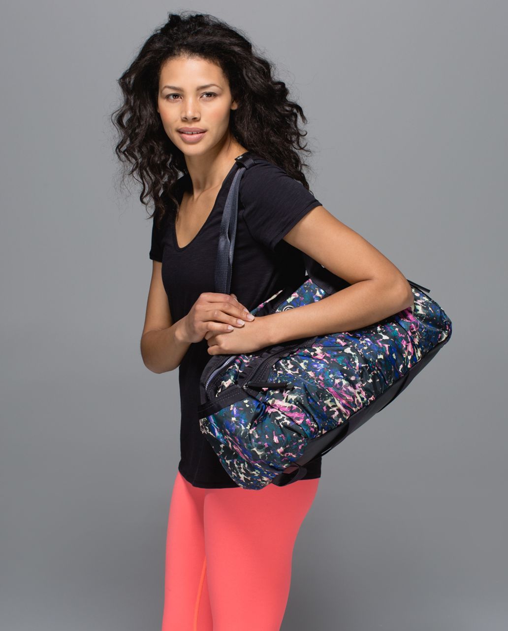 Lululemon Gym To Win Duffel - Floral Backdrop Black Multi / Deep Coal