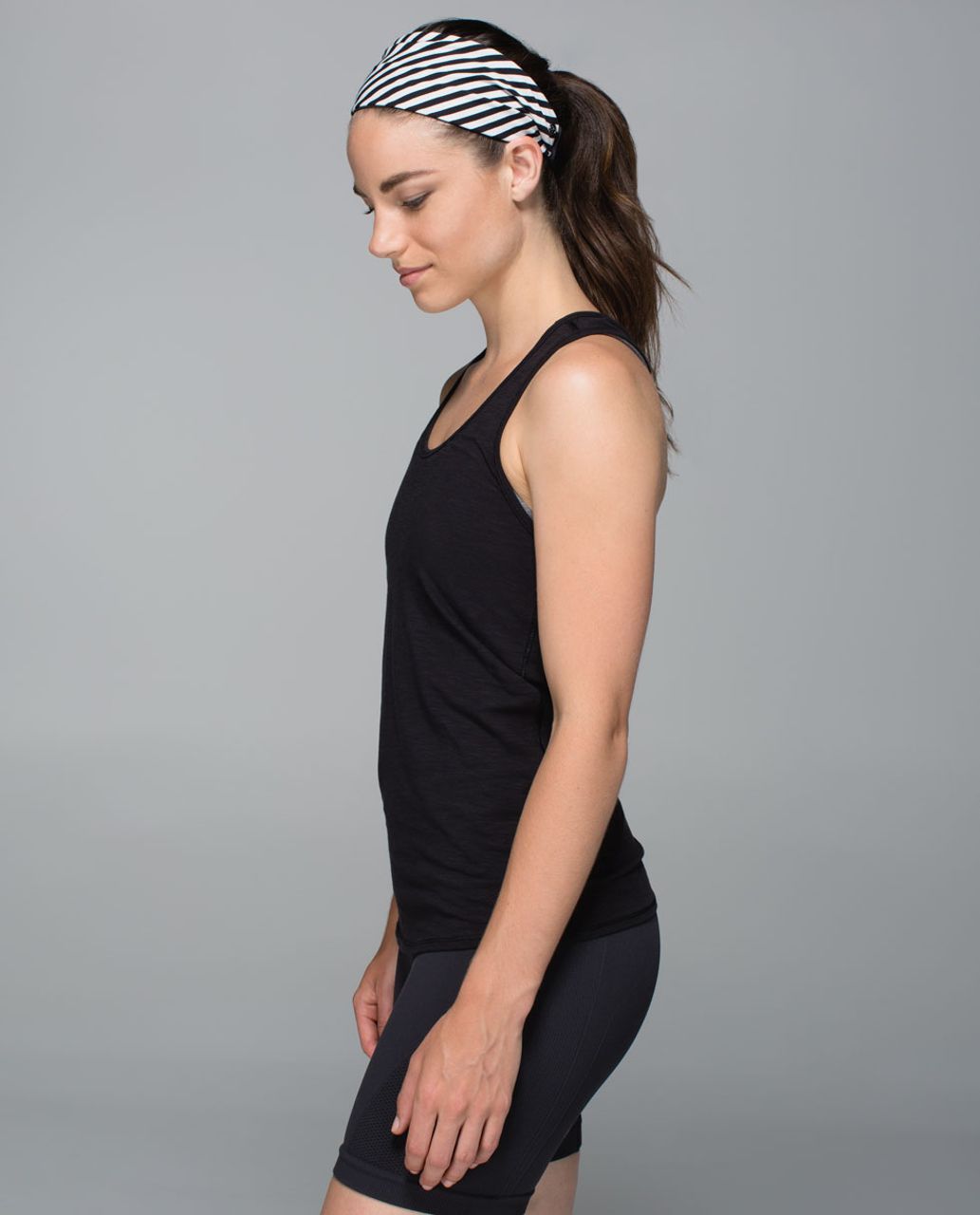 Lululemon Fringe Fighter Headband - Narrow Bold Stripe Black Angel Wing / Black