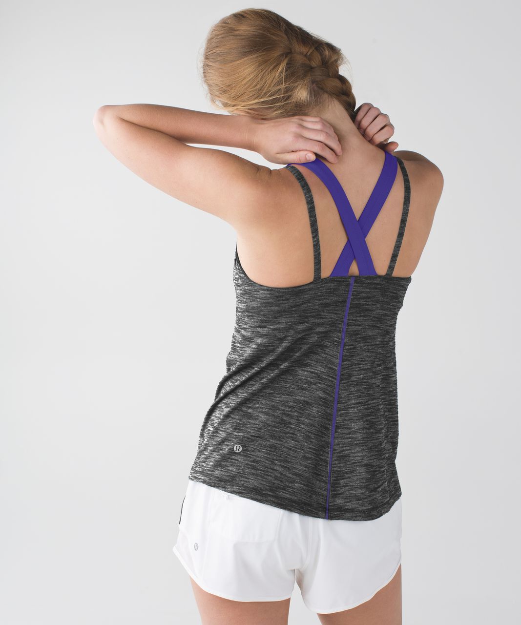 Lululemon Run For Gold Tank - Heathered Black / Iris Flower