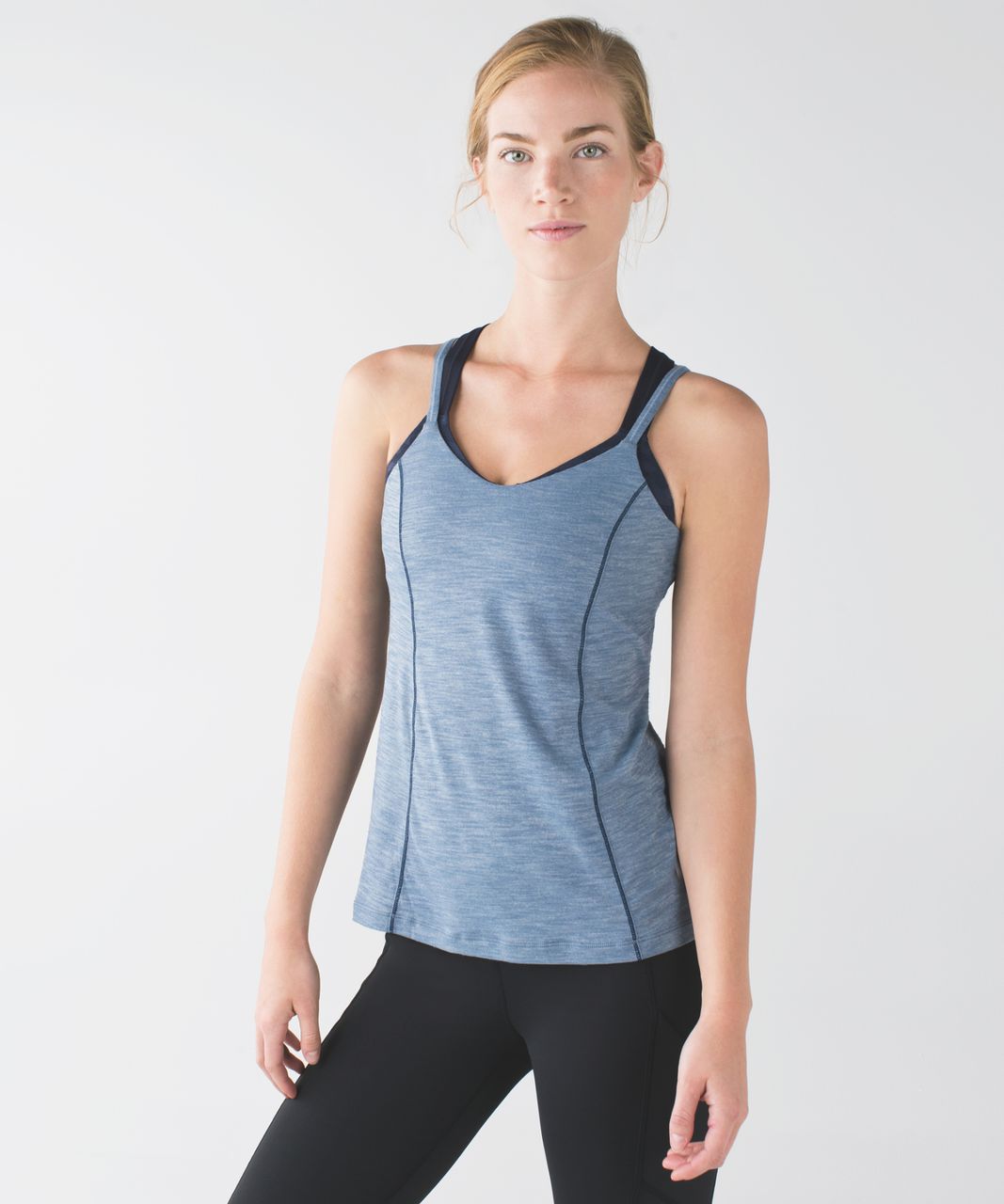 Lululemon Run For Gold Tank - Heathered Blue Denim / Deep Navy - lulu  fanatics