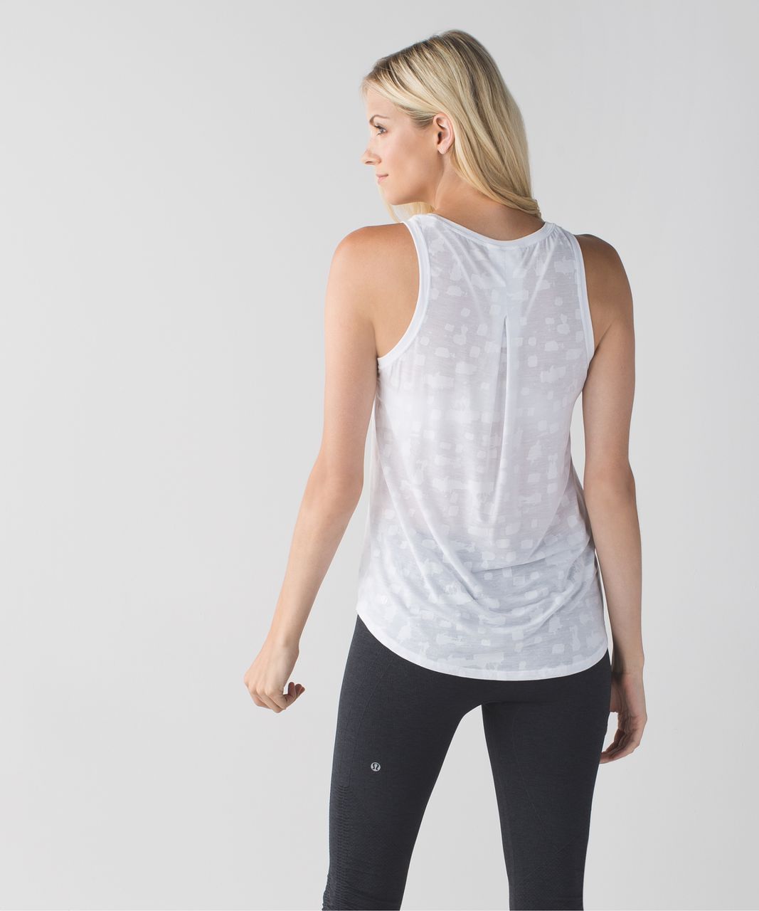 Lululemon Go Om Tank - Ghost Weave Burnout White / Mini Ghost Weave Burnout White