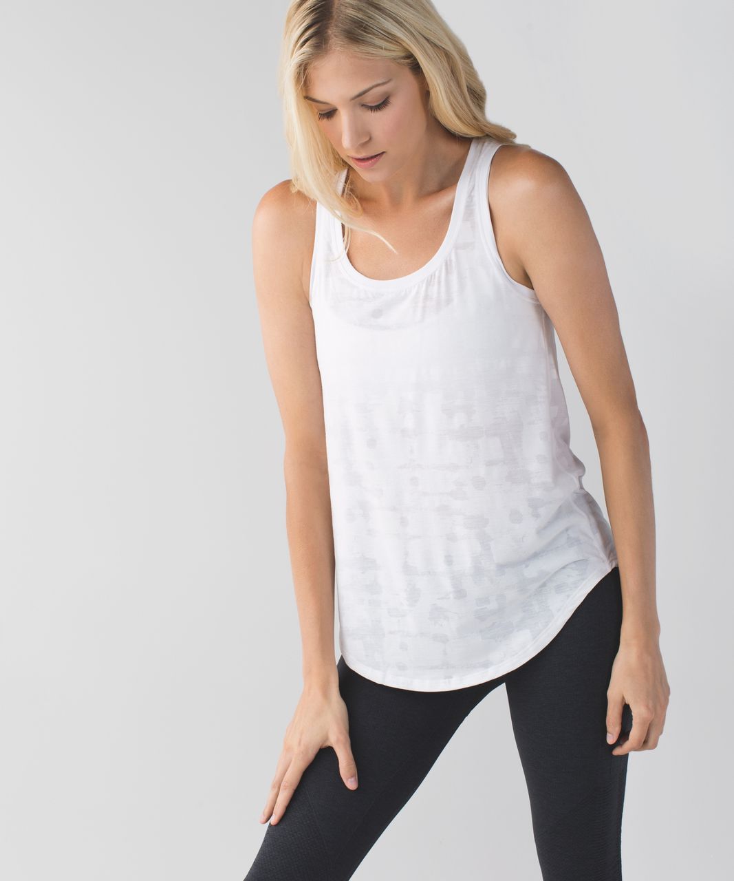 Lululemon Go Om Tank - Ghost Weave Burnout White / Mini Ghost Weave Burnout White