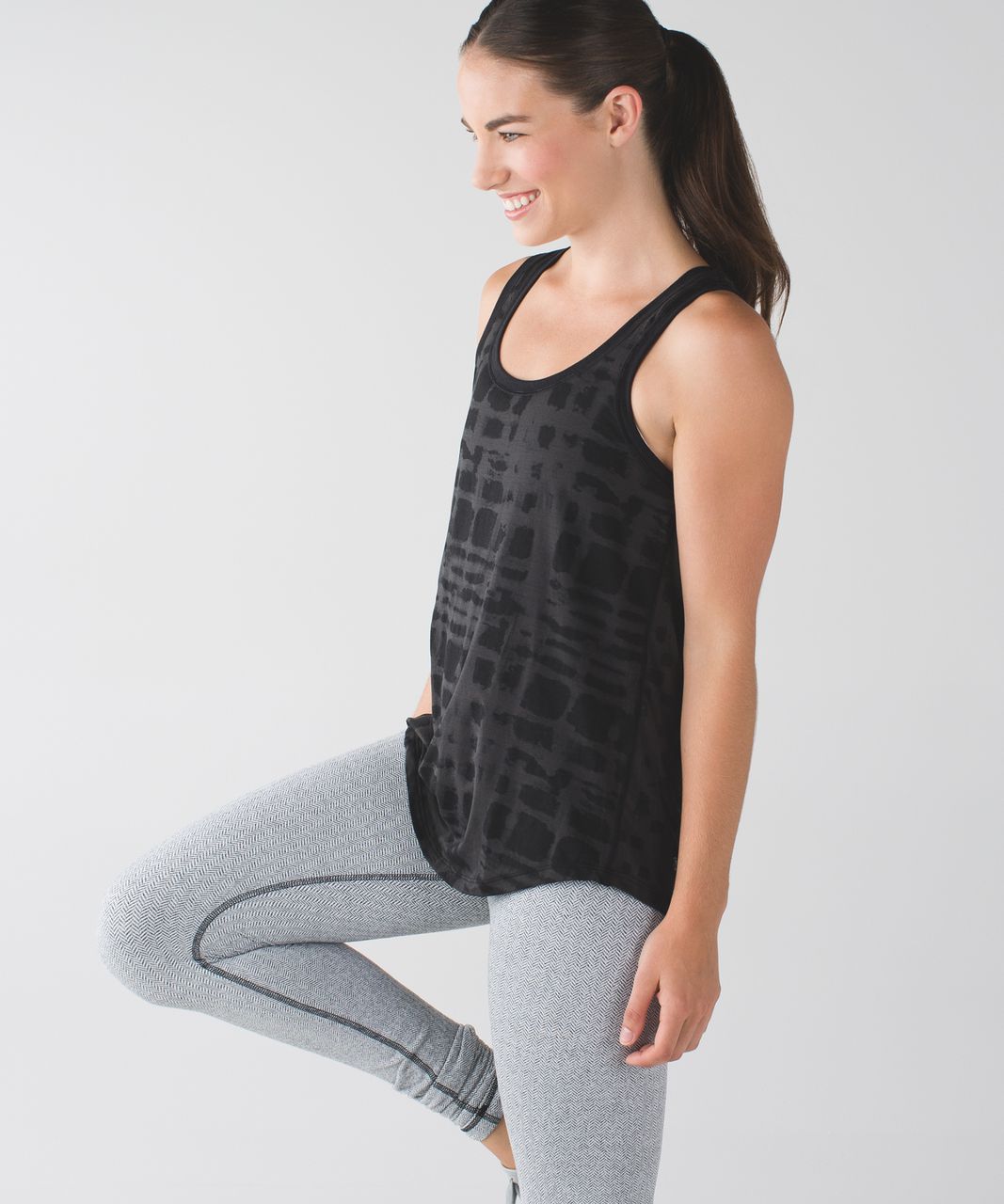 Lululemon Go Om Tank - Ghost Weave Burnout Black / Mini Ghost Weave ...