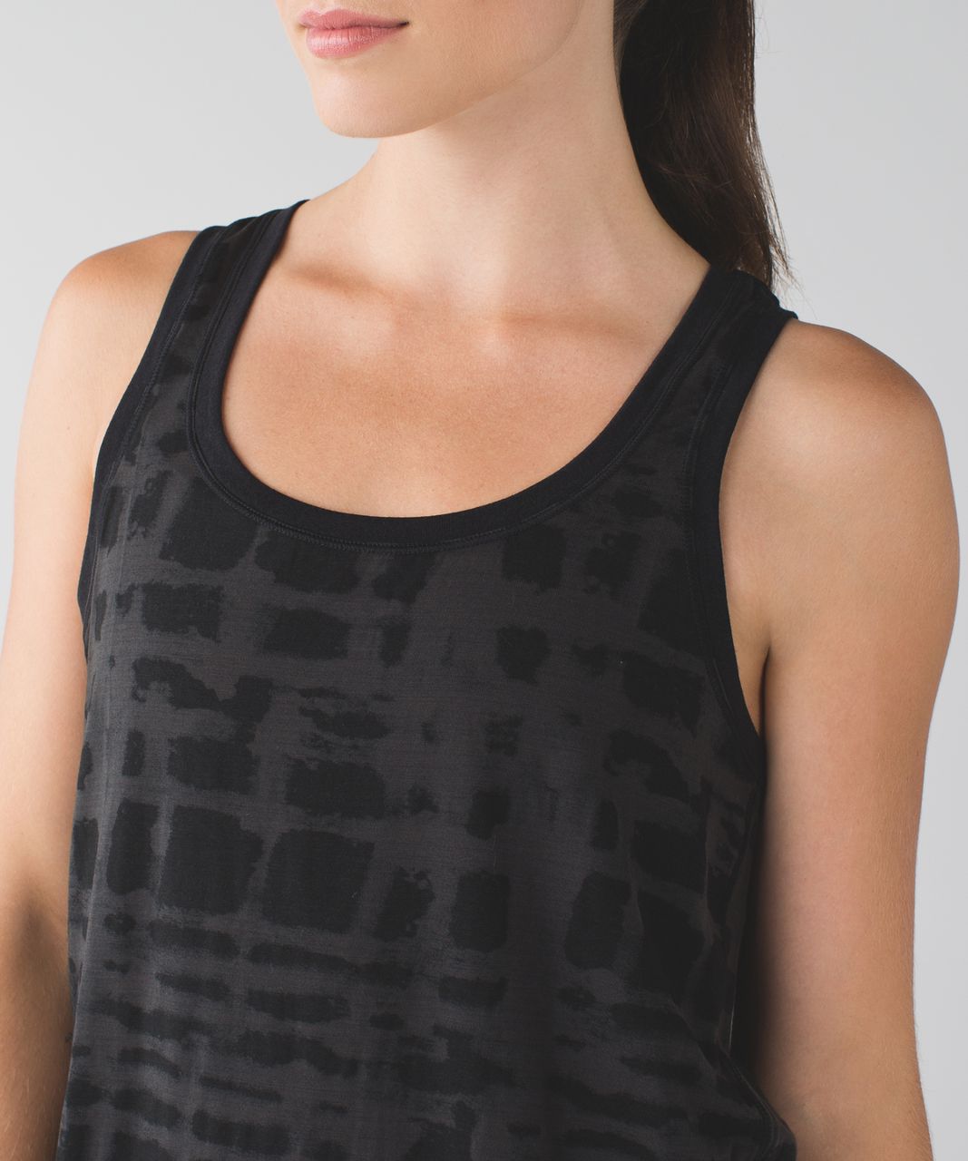 Lululemon Go Om Tank - Ghost Weave Burnout Black / Mini Ghost Weave Burnout Black