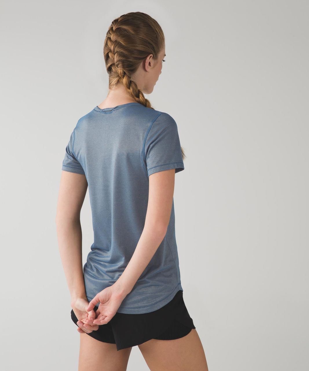 Lululemon What The Sport Tee - Heathered Poseidon / Gold