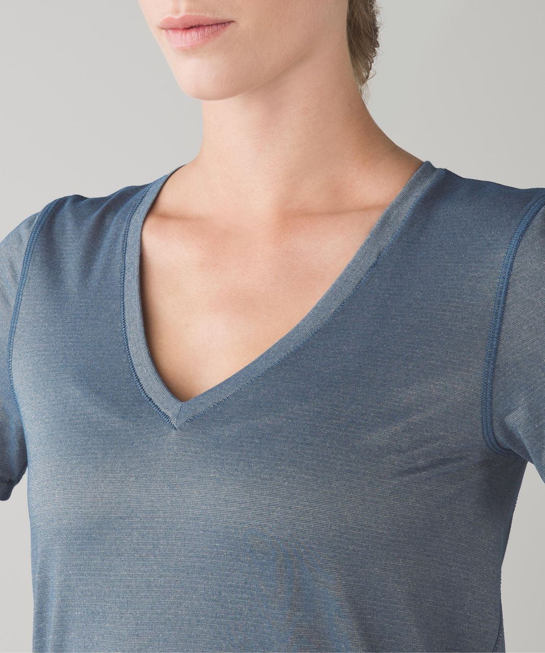 Lululemon What The Sport Tee - Heathered Poseidon / Gold