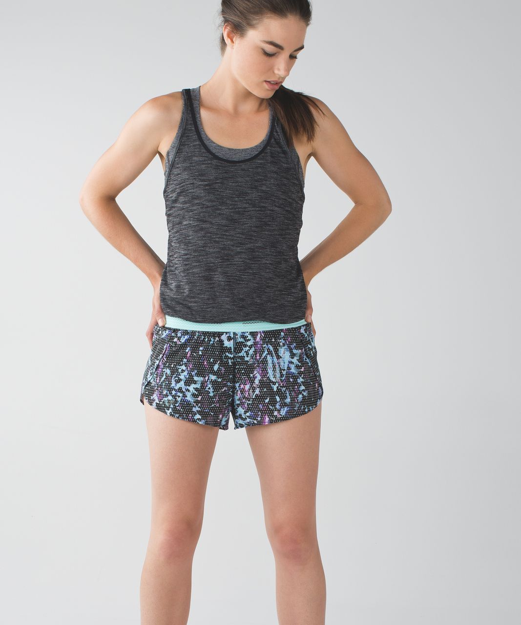 Lululemon Split Second Short - Floral Sport Tranquil Blue Multi / Tranquil Blue