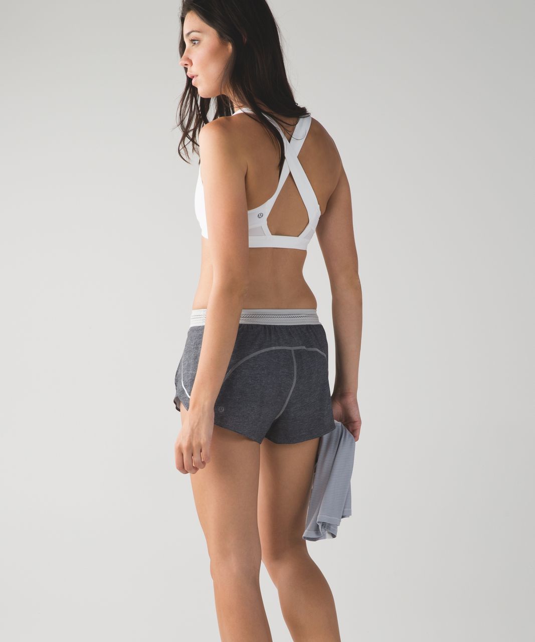 Lululemon Split Second Short - Heathered Texture Printed Greyt Deep Coal / Silver Spoon