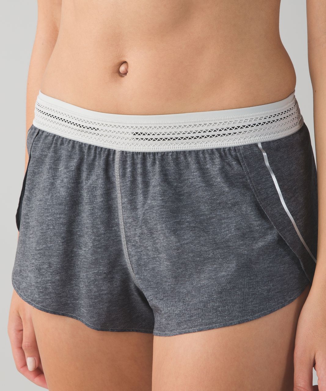 Lululemon Split Second Short - Heathered Texture Printed Greyt Deep Coal / Silver Spoon