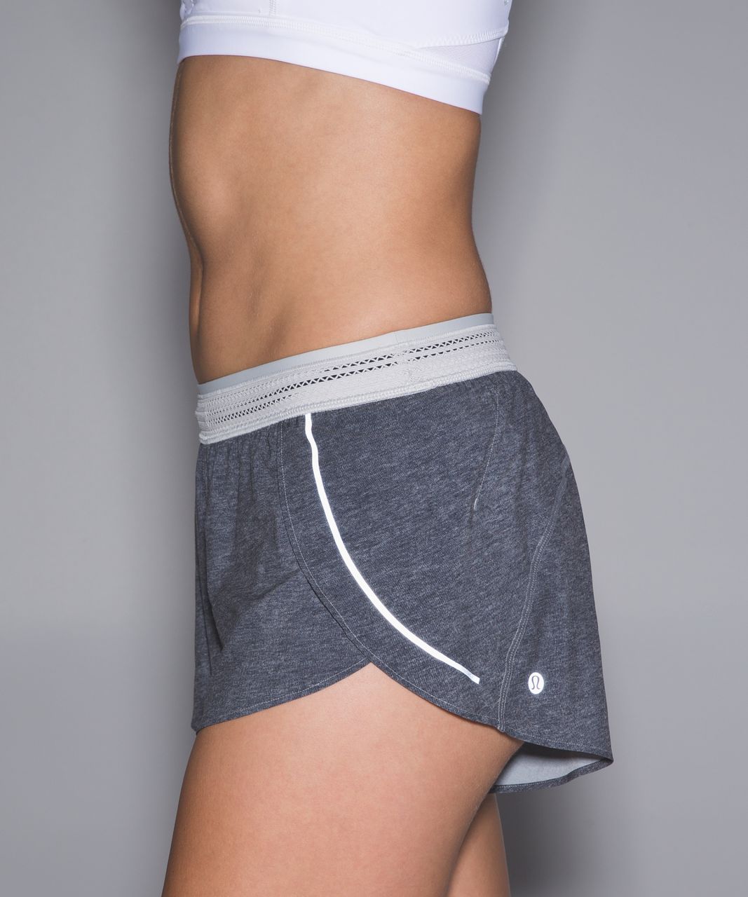 Lululemon Split Second Short - Heathered Texture Printed Greyt Deep Coal / Silver Spoon