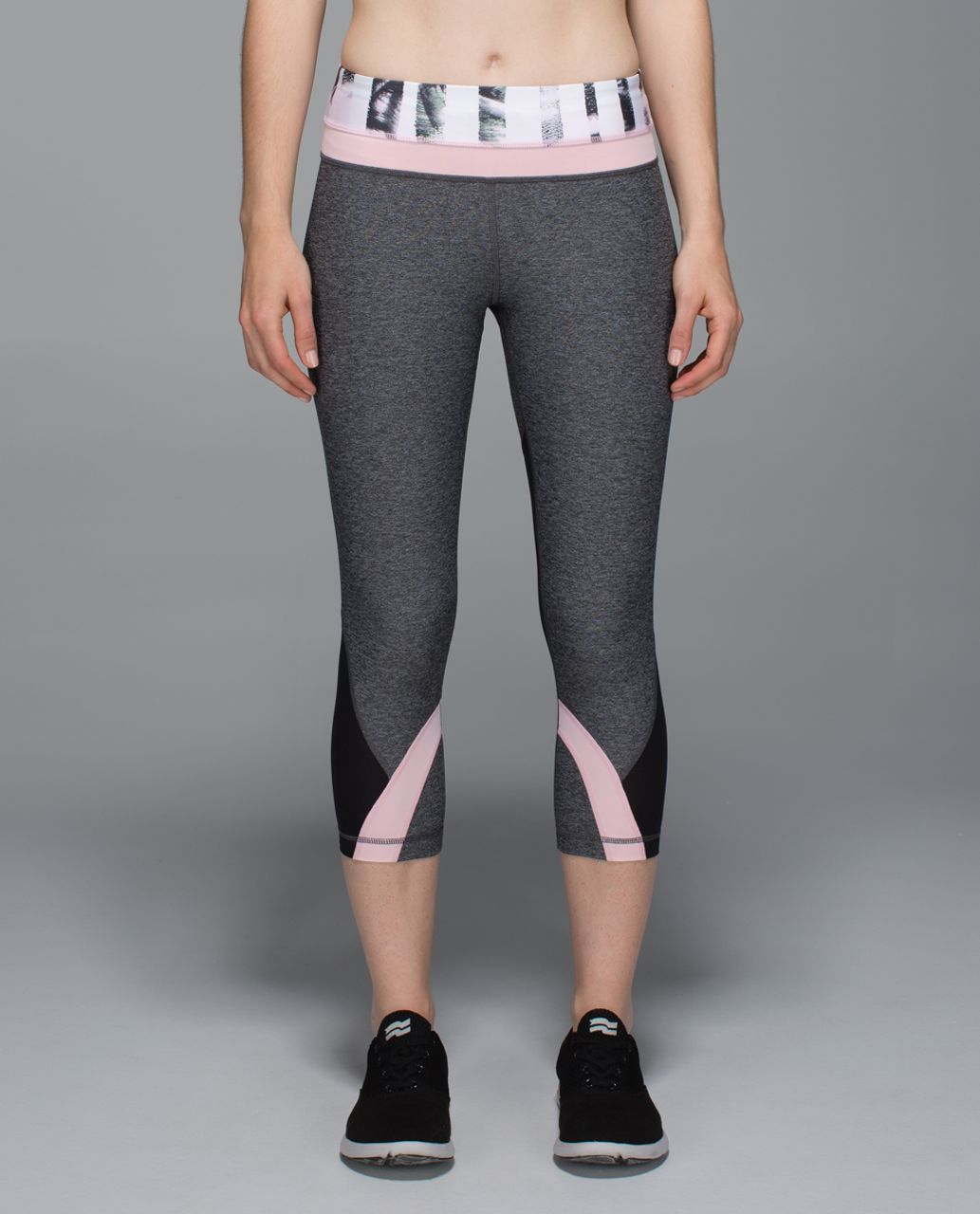 Lululemon Run: Inspire Crop II (Mesh) - Heathered Black / Sunset Stripe  Blush Quartz Multi - lulu fanatics