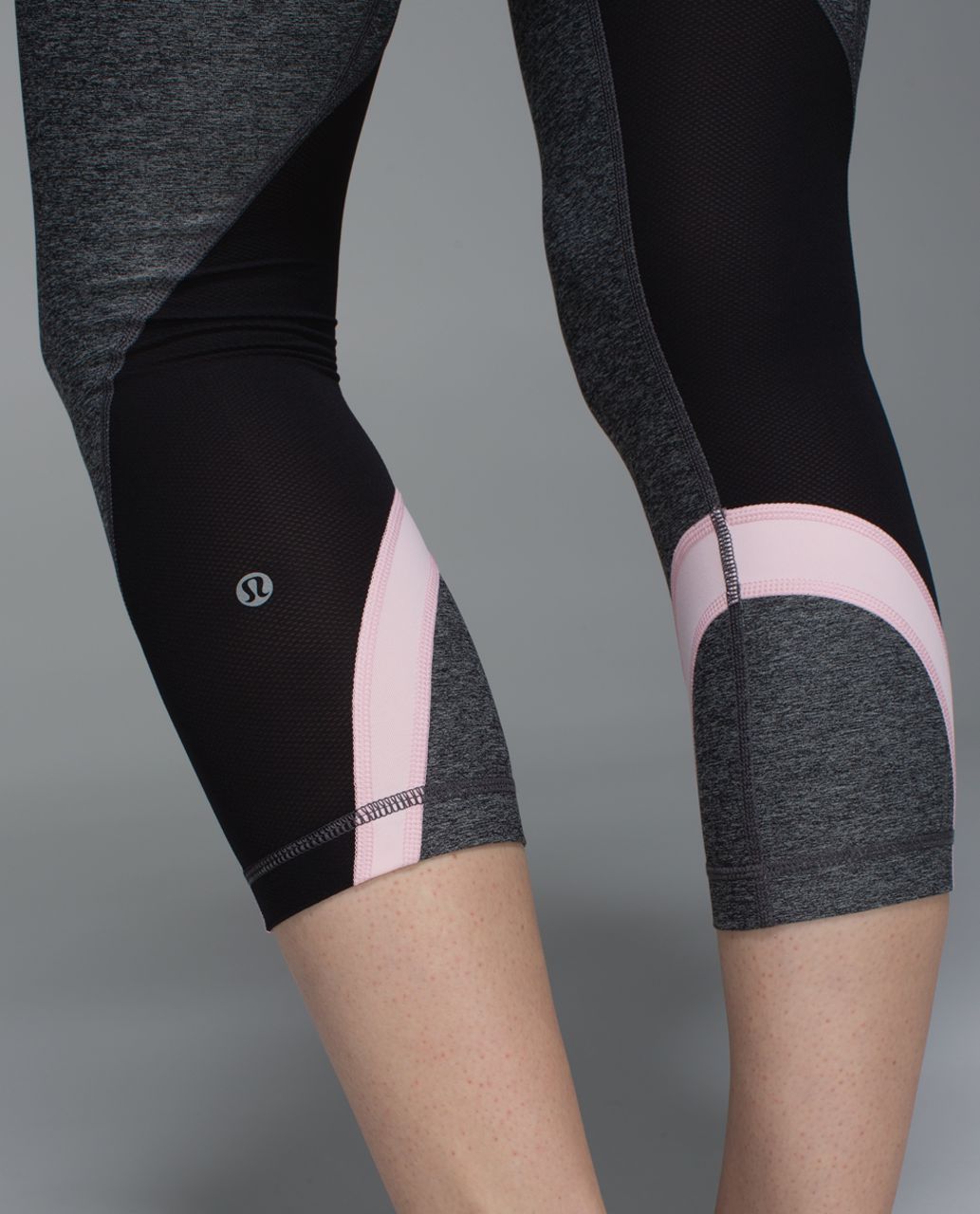 Lululemon Run:  Inspire Crop II (Mesh) - Heathered Black / Sunset Stripe Blush Quartz Multi