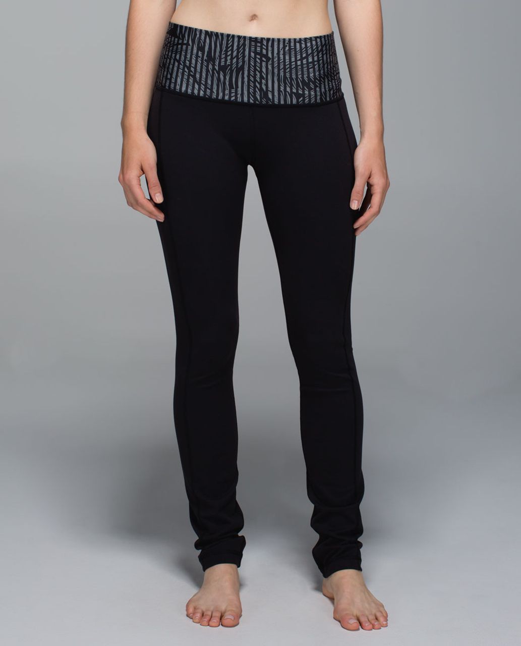 Lululemon Skinny Groove Pant II *Full-On Luon (Roll Down) - Black / Stripe  Play Slate Black - lulu fanatics