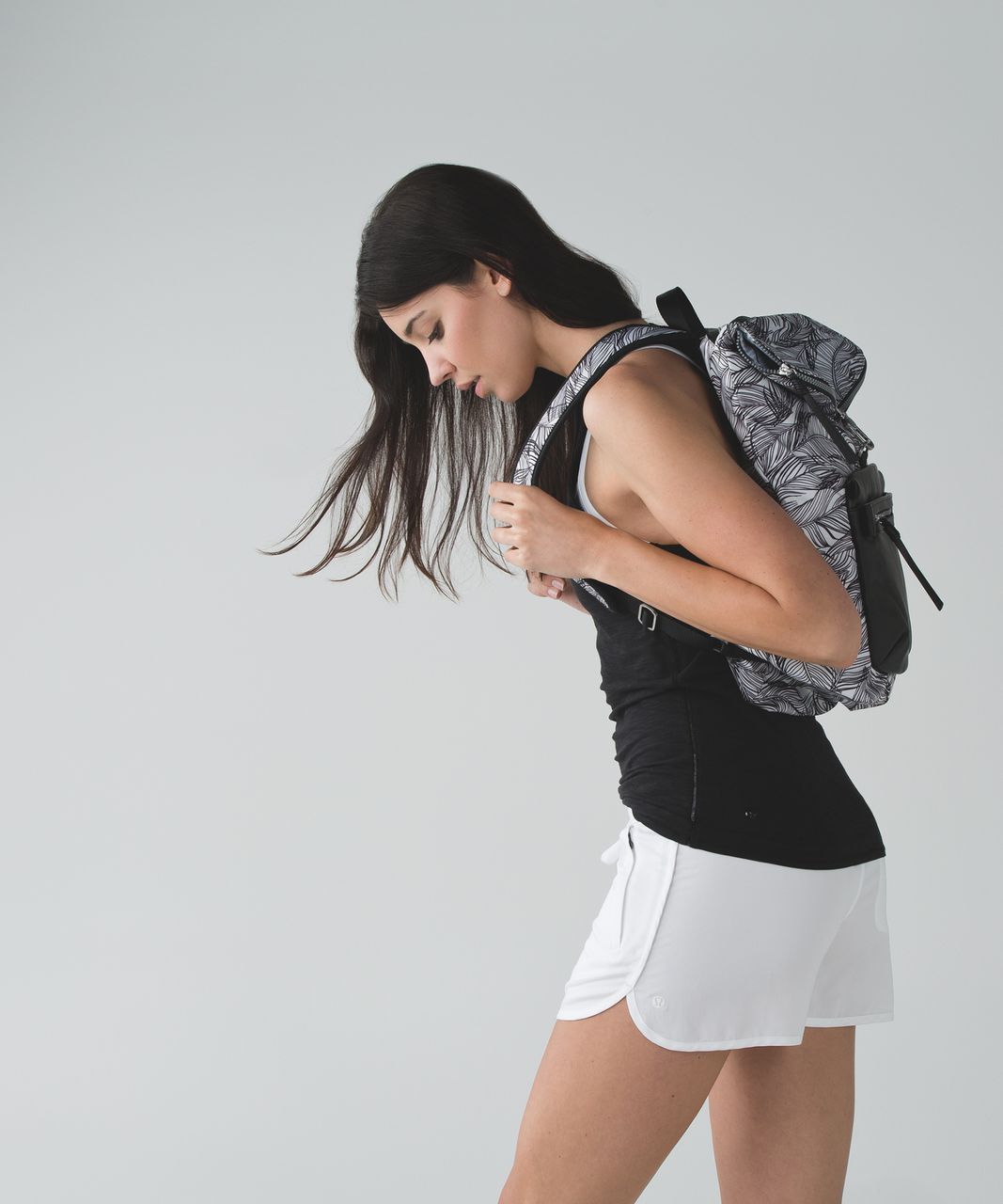 Lululemon Kickin' It Backpack *Print - Sketchy Palms White Black / Black