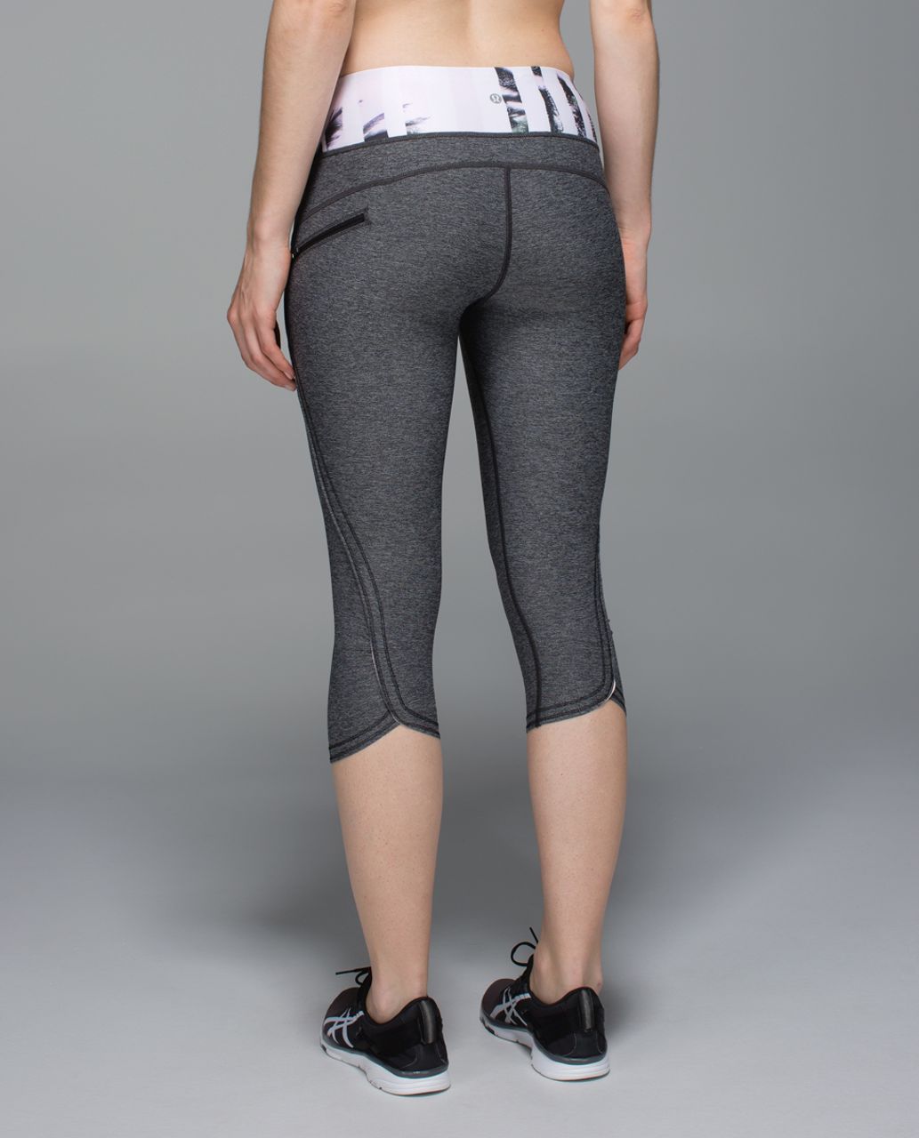 Lululemon Run:  Top Speed Crop - Heathered Black / Sunset Stripe Blush Quartz Multi