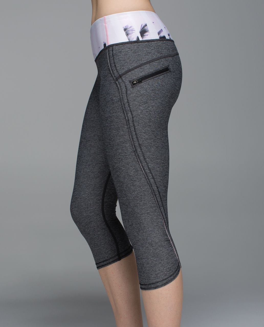 Lululemon Run:  Top Speed Crop - Heathered Black / Sunset Stripe Blush Quartz Multi