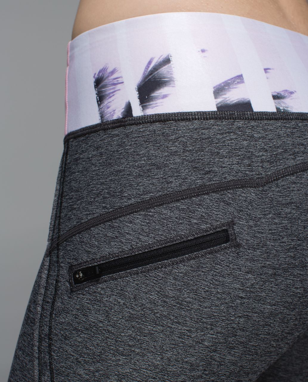 Lululemon Run:  Top Speed Crop - Heathered Black / Sunset Stripe Blush Quartz Multi